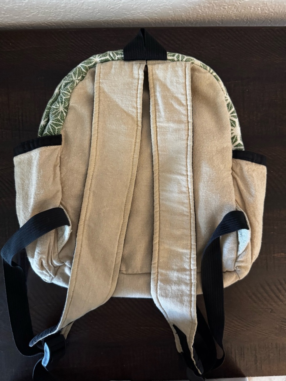 Natural Hemp Cream Multi-Color Patterned Mini Backpack - Picture 3 of 4
